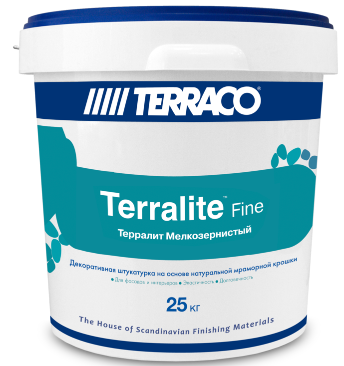 Terraco Terralite 28-F, 15 кг, Штукатурка декоративная мелкозернистая с мраморной крошкой
