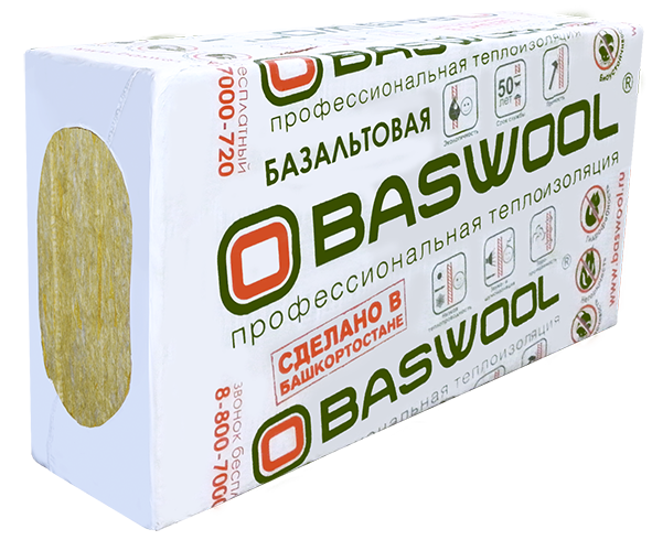 

Baswool Фасад 120 1200х600 мм 50 мм, Минеральная вата